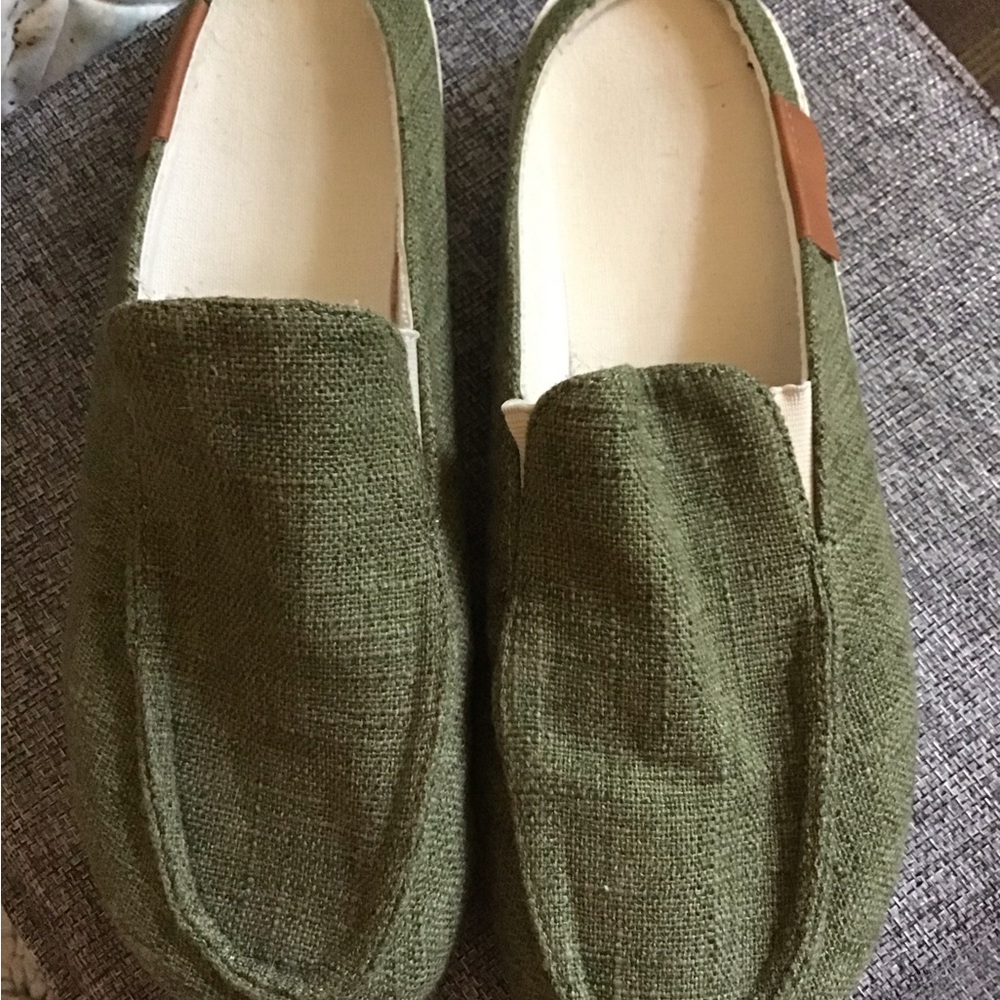 Olive Green Slip-On Women's Loafers